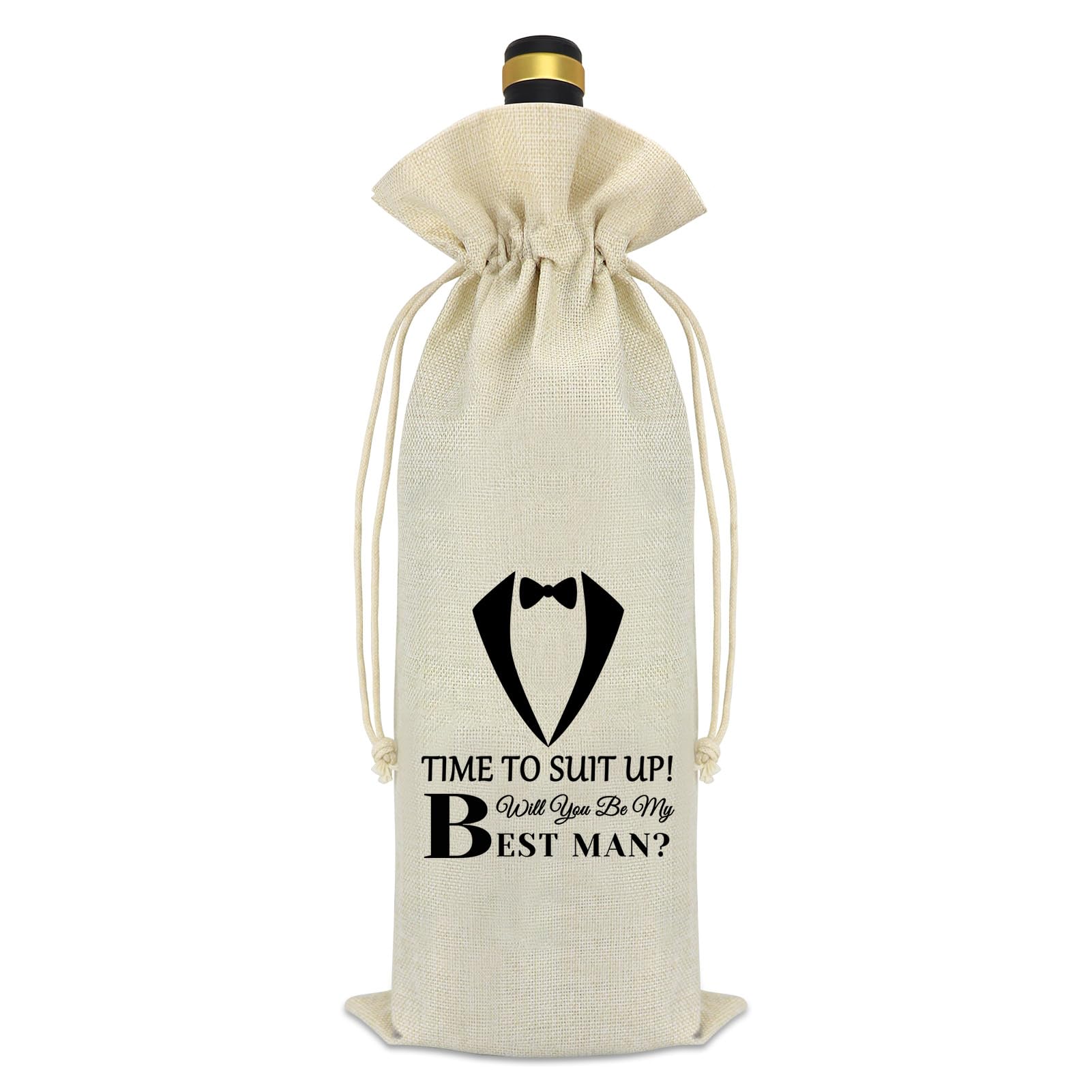 Best Man Proposal Gift Wedding Gift for Groomsmen Wine Bag Bachelor Party Decorations Reusable Wine Bottle Bag with Drawstrings Engagement Wedding Gift for Brother Best Friend Friendship Gift