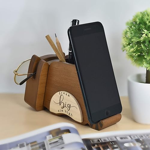 Miniatura 41 de I'm - Soporte multiusos de madera para lentes, teléfono, pluma y lápiz, accesorios de escritorio, decoración de escritorio, hogar, oficina, Oso