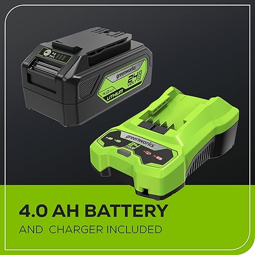 Miniatura 9 de Greenworks Cortacésped inalámbrico sin escobillas de 24 V 13 pulgadas con batería de 4.0 Ah y cargador, cortacésped de empuje sin mantenimiento