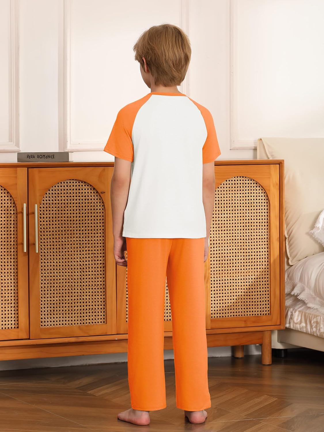 Haloumoning Boys 2 Piece Outfits Kids Short Sleeve Raglan T Shirts and Elastic Waist Pants Clothing Sets - Image 4