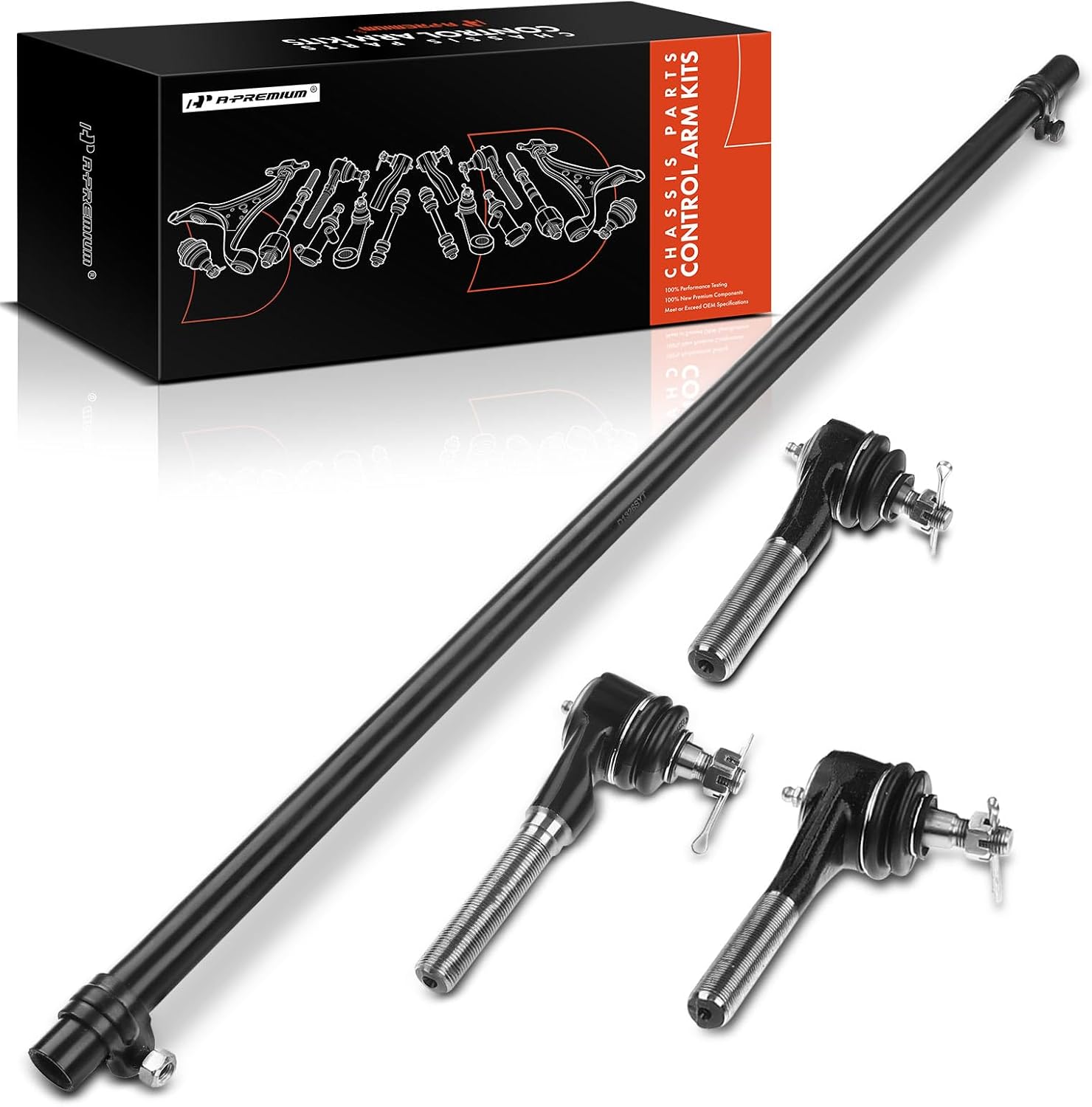 A-Premium Set of 4, Front Inner & Outer Tie Rod End Kit, Compatible with Jeep Grand Cherokee 1993-1998, Wrangler 1997-2006, Cherokee 1991-2001, Comanche 1991-1992, TJ 1997-2006