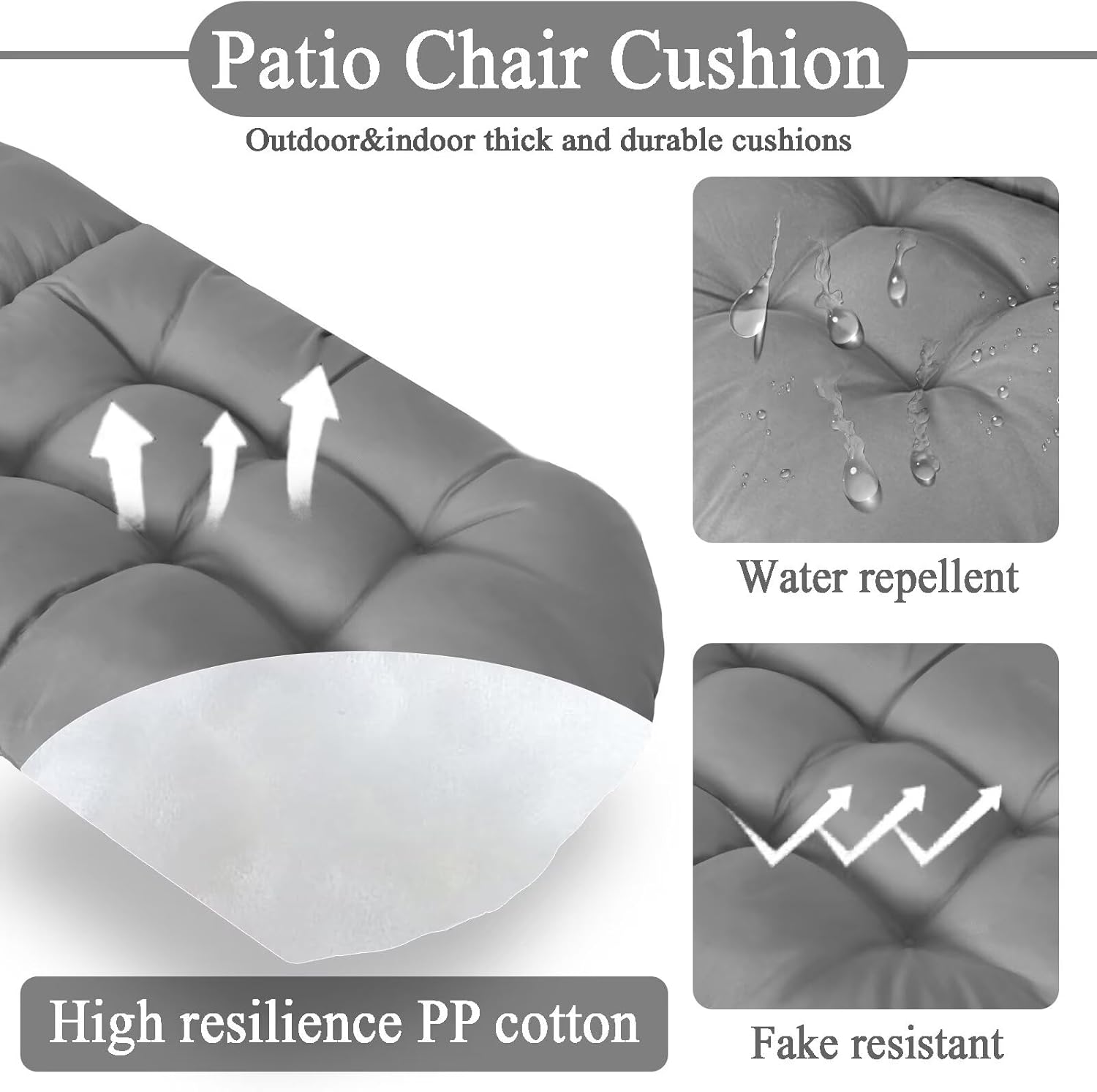 Adirondack Chair Cushion Set of 2 Thick Indoor/Outdoor Rocking Chair Cushion with Elastic PP Cotton Water-Resistant Patio Furniture Cushions High Back Seat Pads for Porch Yard Lawn Chairs 44x19x4