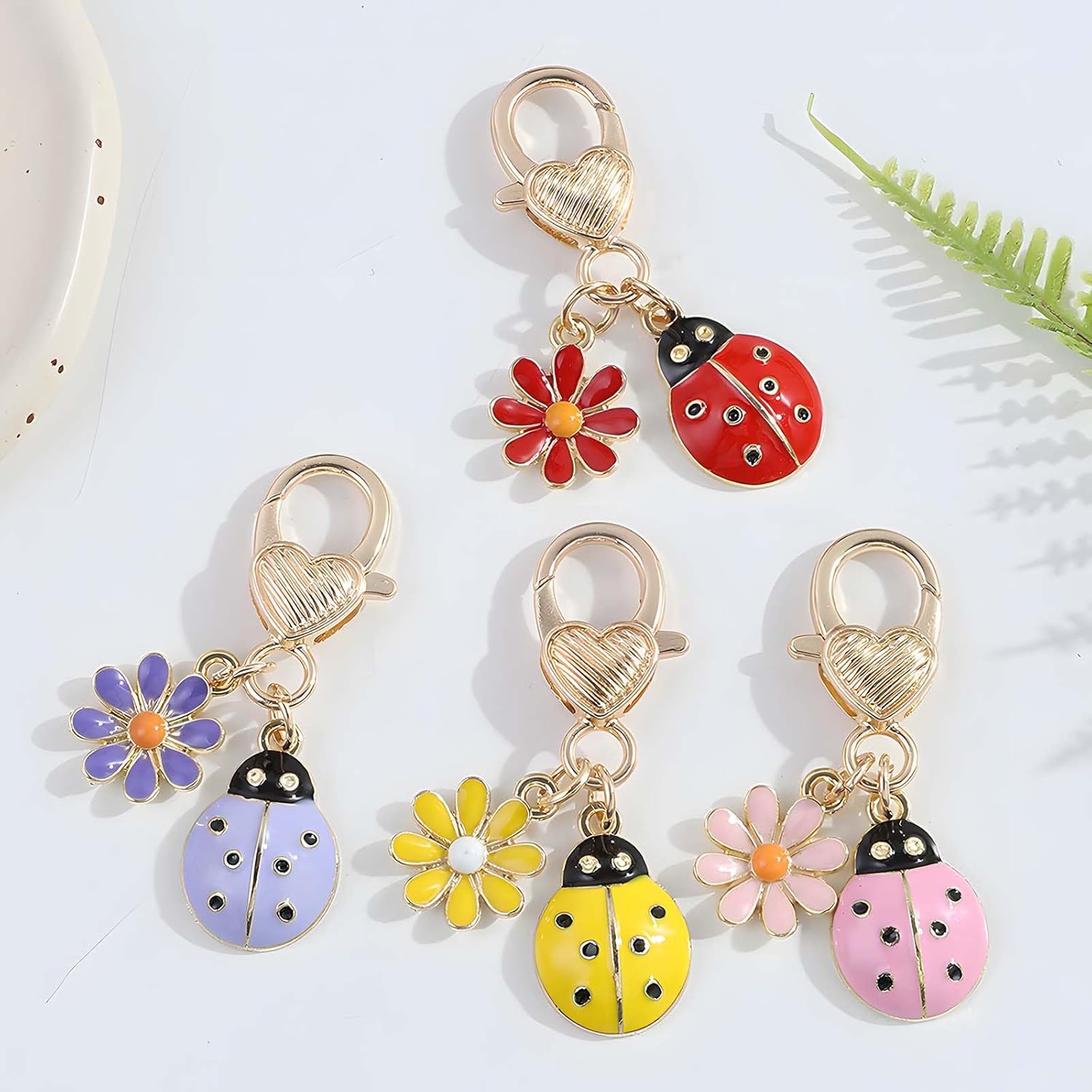 4Pcs Seven-Spotted Ladybug Keychain – Fun & Stylish Bag Charm,Pendant Jewelry for Women, Gift for Birthdays, Graduation - Image 7