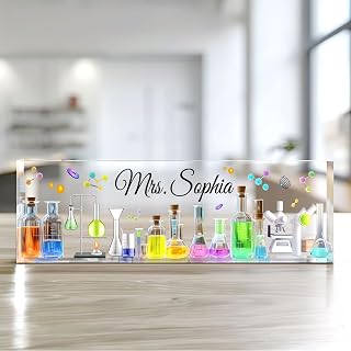 Personalized Science Lab Teacher Desk Name Plate - Custom Acrylic Sign for Science Classroom Or Office Display, Gift for Professors, Educators Or Stem Appreciation Recognition