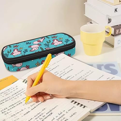 Miniatura 5 de DISNIMO Axolotl - Estuche grande para lápices para niños y niñas, bonito estuche de lona con cremallera de gran capacidad, estuche organizador para