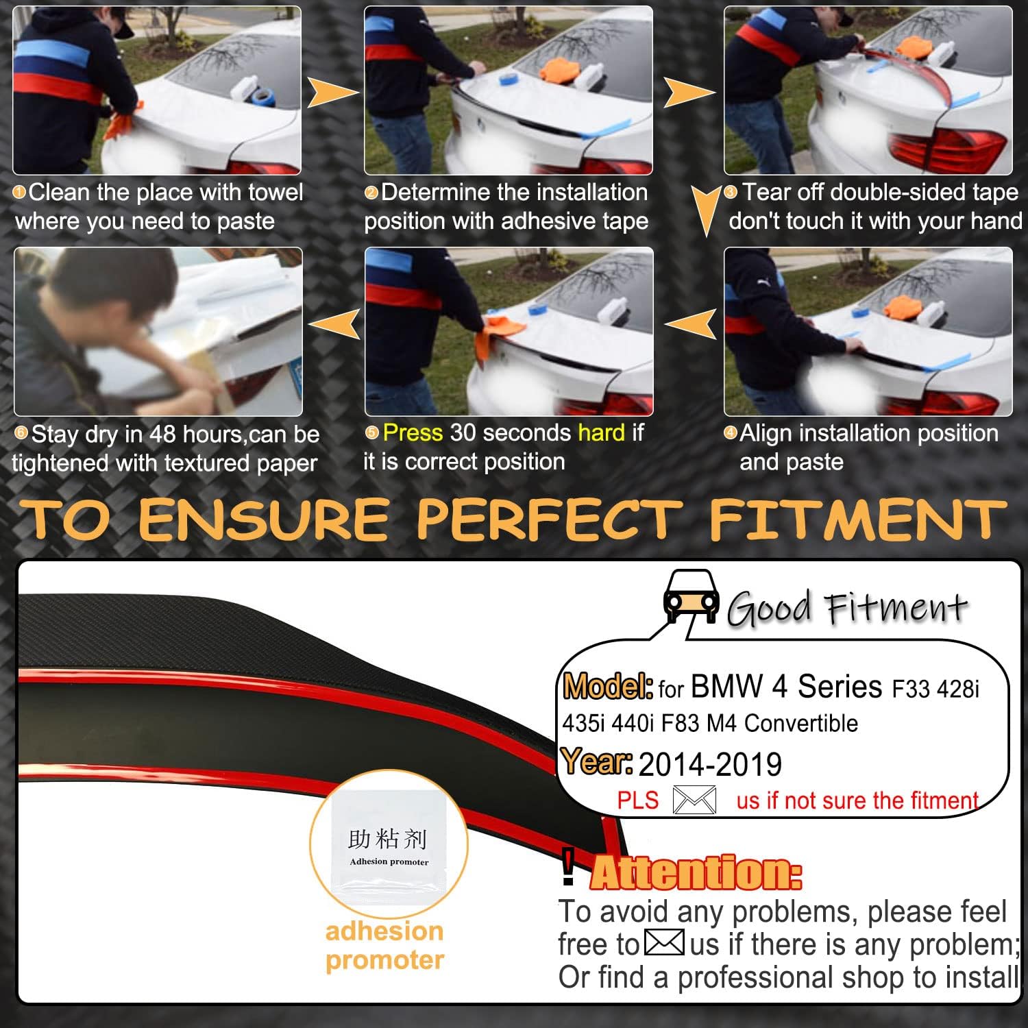 MCARCAR KIT Carbon Fiber Trunk Spoiler for BMW 4 Series F33 428i 435i 440i F83 M4 Convertible 2014-2020 Rear Boot Lid Highkick Wing Lip Factory Outlet