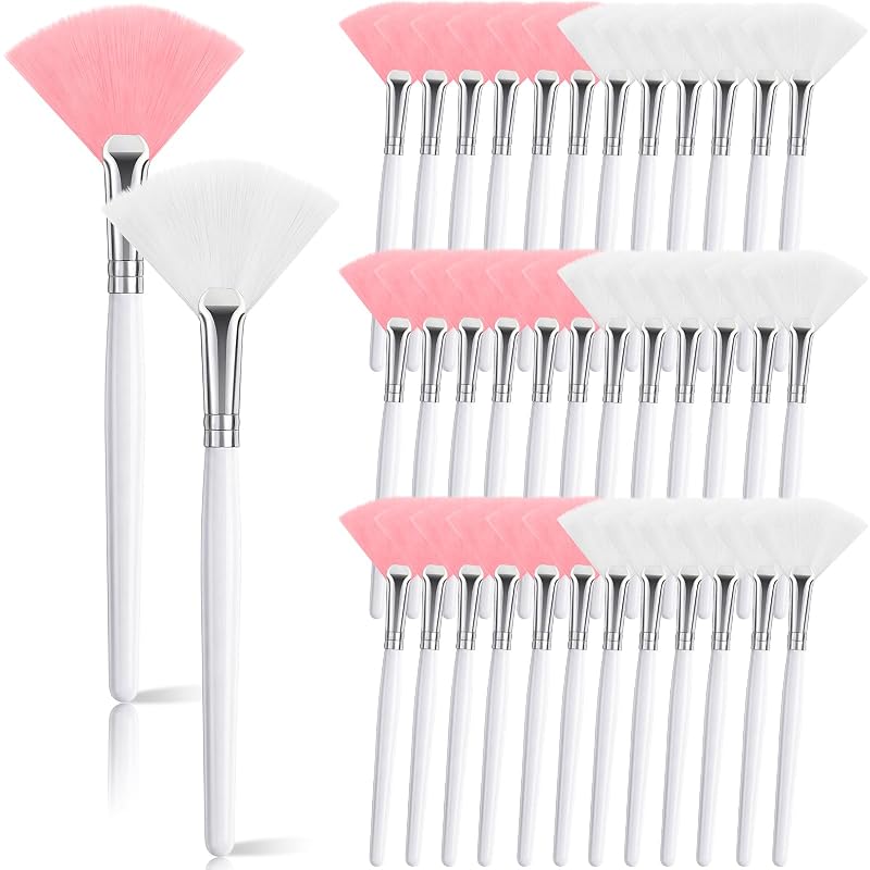 Generic Conjunto com 36 pincéis leque faciais White&Pink