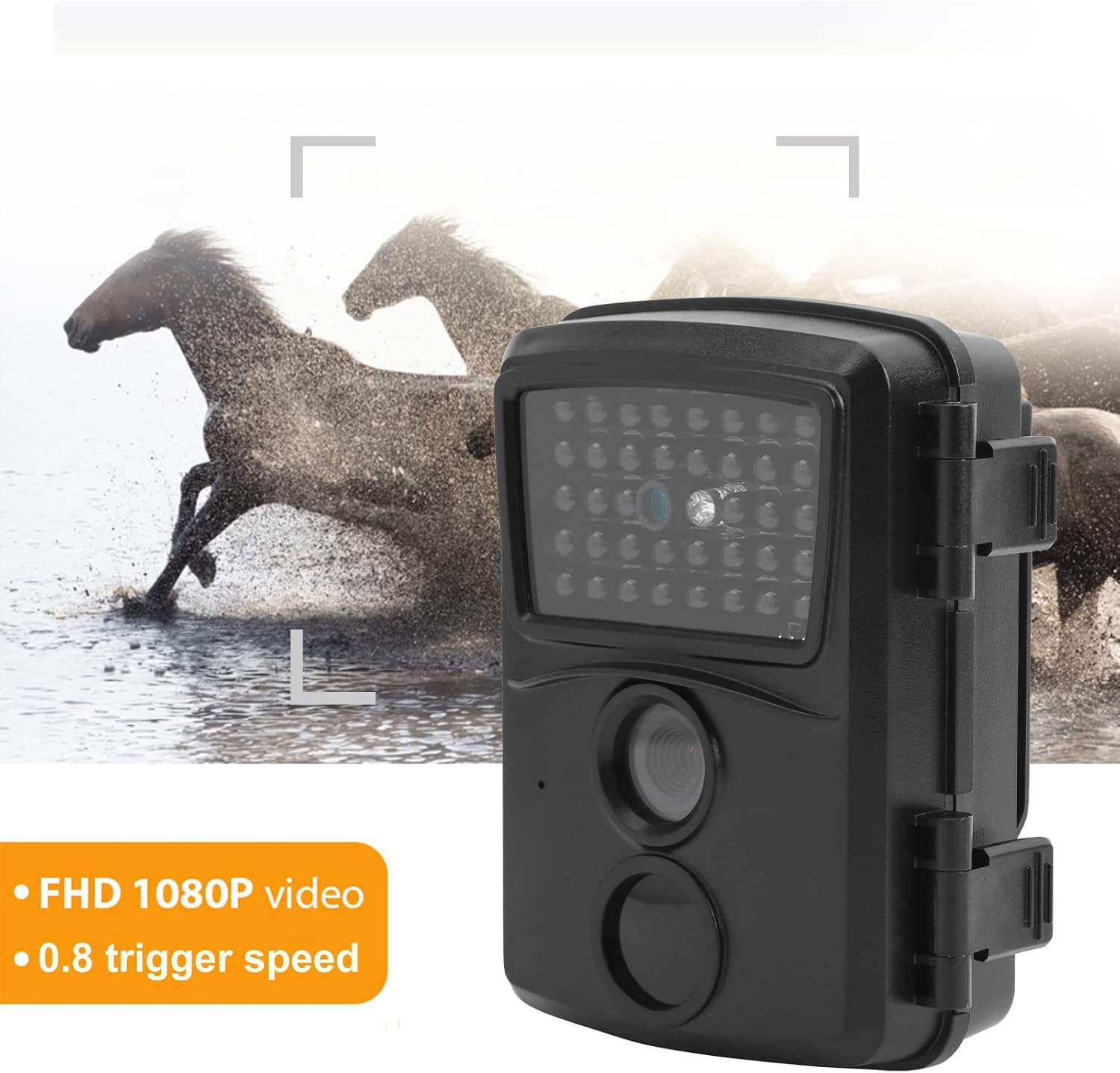 Dilwe Trail Camera, 12MP 1080P Game Scouting Camera, 60°Detecting Range Motion Activated, 0.8s Time, Night Infrared Camera for Wildlife