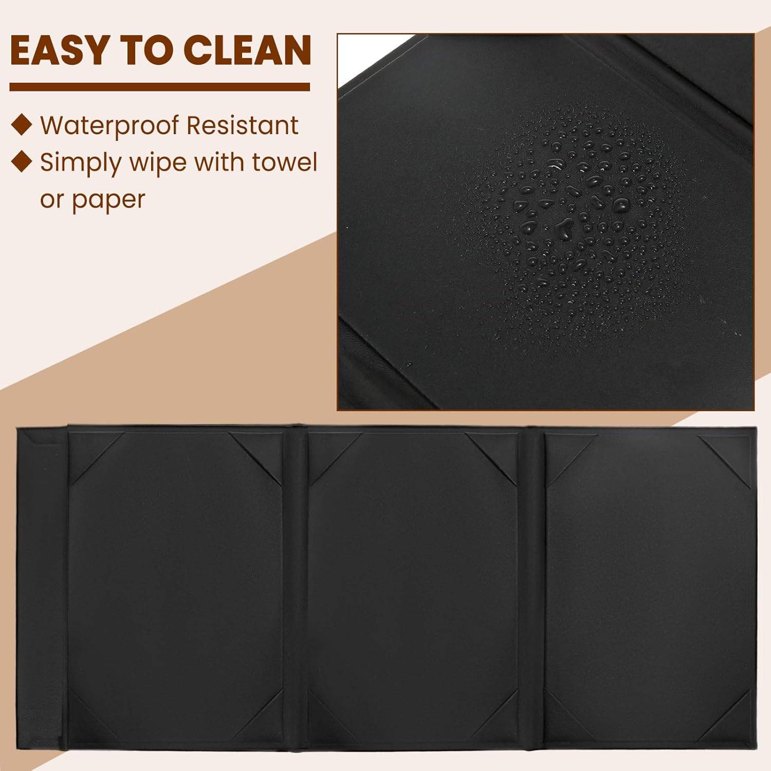 12 Pack Table Tent Triangle Menu Holders 4x6 Inch, 3-Sided PU Leather Menu Covers for Restaurant, Bar, Cafe, Wedding