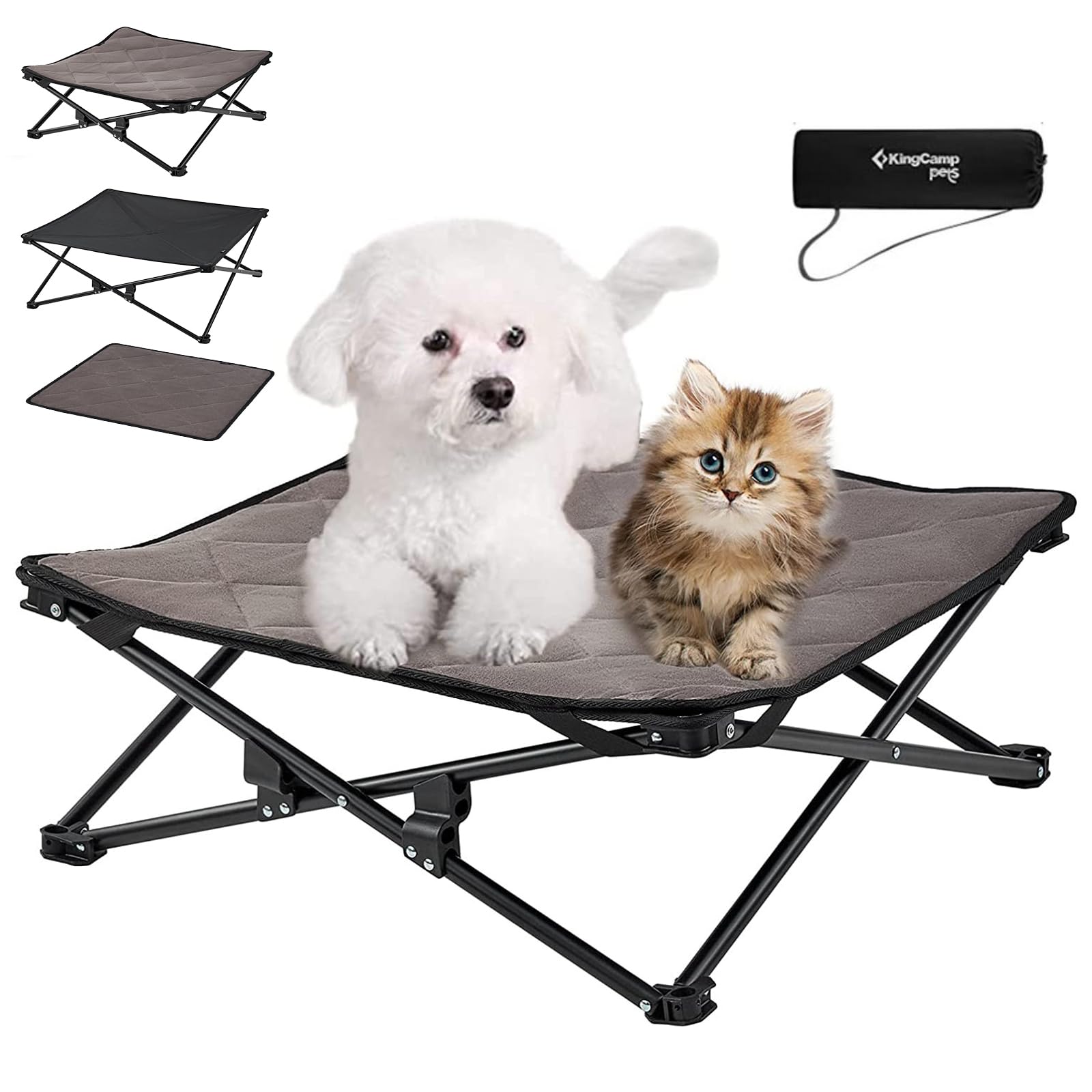 KingCamp Cama elevada plegable para mascotas Cama para perros pequeña transpirable y lavable y portátil