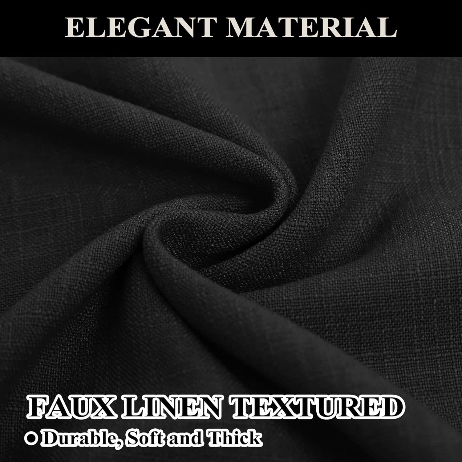 Fcosie Linen Textured Curtains Blackout Curtains 84 Inches Long, Pinch Pleat Curtains for Sliding Patio Door Burlap Curtain Panel Drapes Window Treatment, 100" x 84", Black (1 Panel)