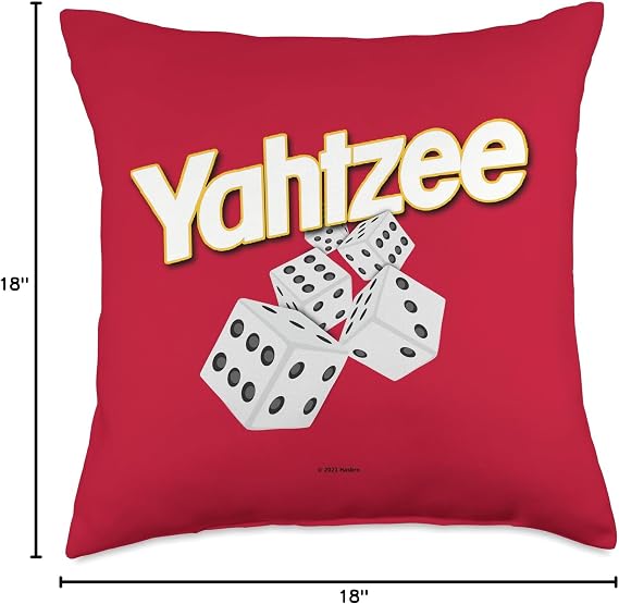 Yahtzee Logo with Rolling Dice Throw Pillow