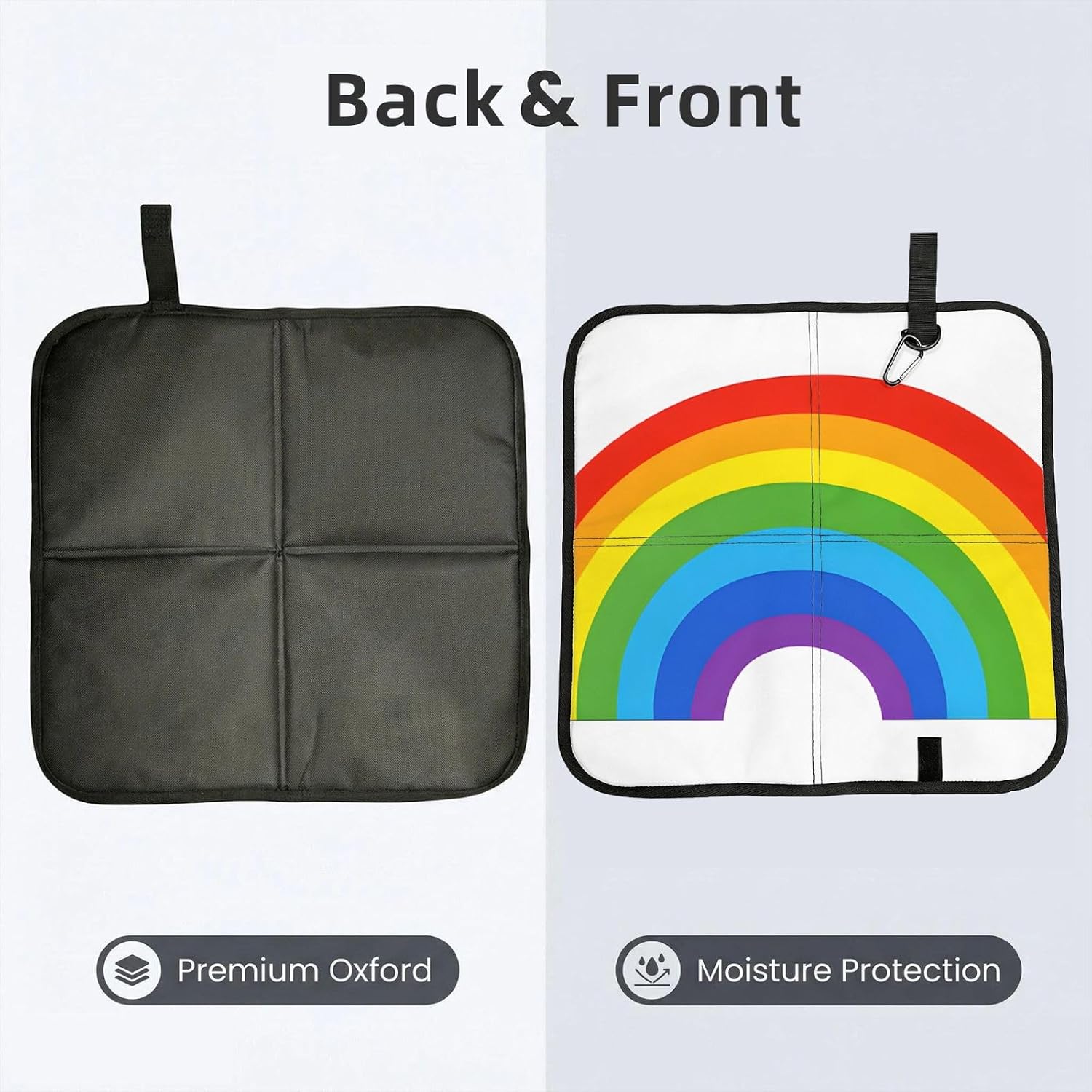 (Rainbow Print) Sitting Pad Foldable Seat Cushion Lightweight Camping Seat Mat with Hook for Outdoor Hiking Picnic Camping