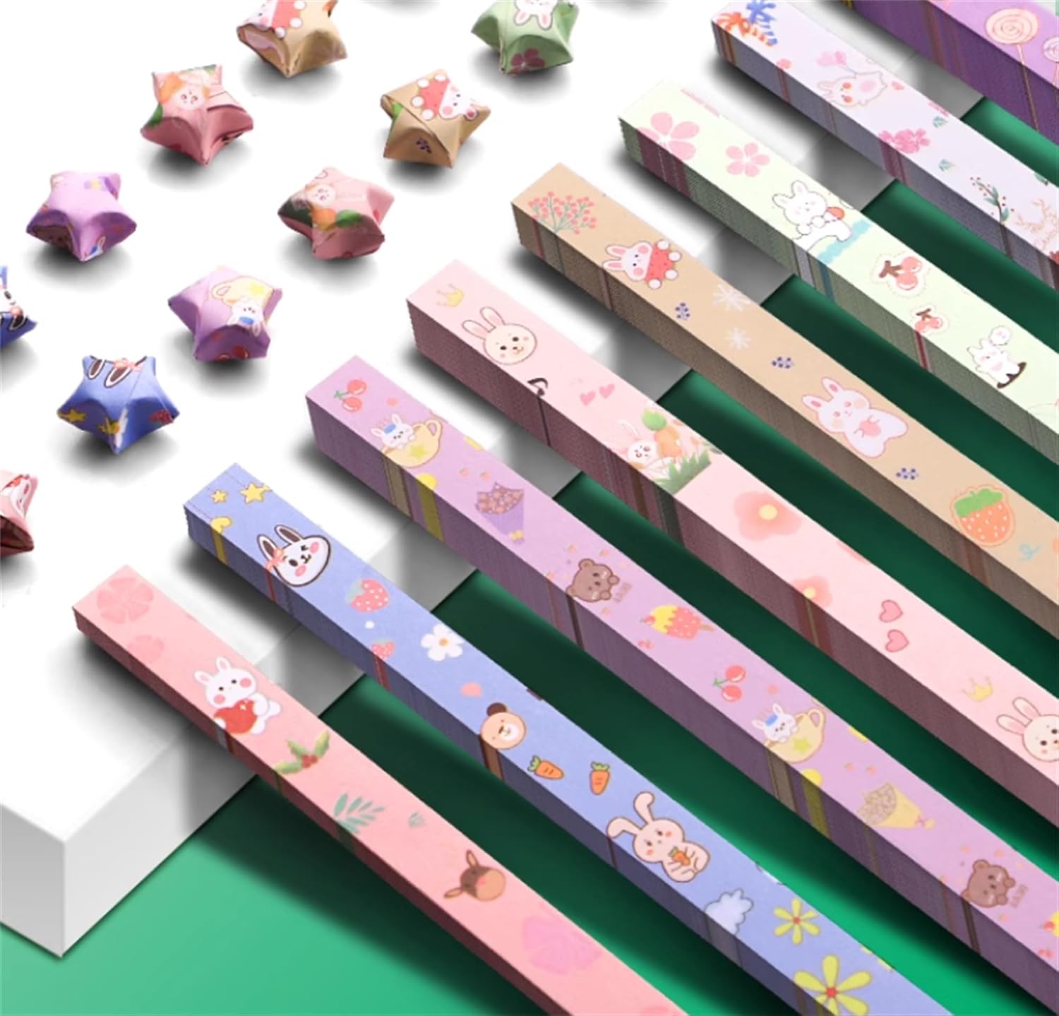 2160 Sheets Origami Star Paper Different Designs of Cute Strips Lucky Star Decoration Folding Paper for DIY Hand Art Crafts, Teaching Supplies (style A-2160 sheets)