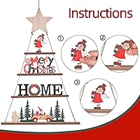 Vista 6 de Decoración de pared de Navidad, decoración de Navidad colgante de madera de IDATOO con 4 niveles, adorno de árbol de Navidad escalonado con letrero