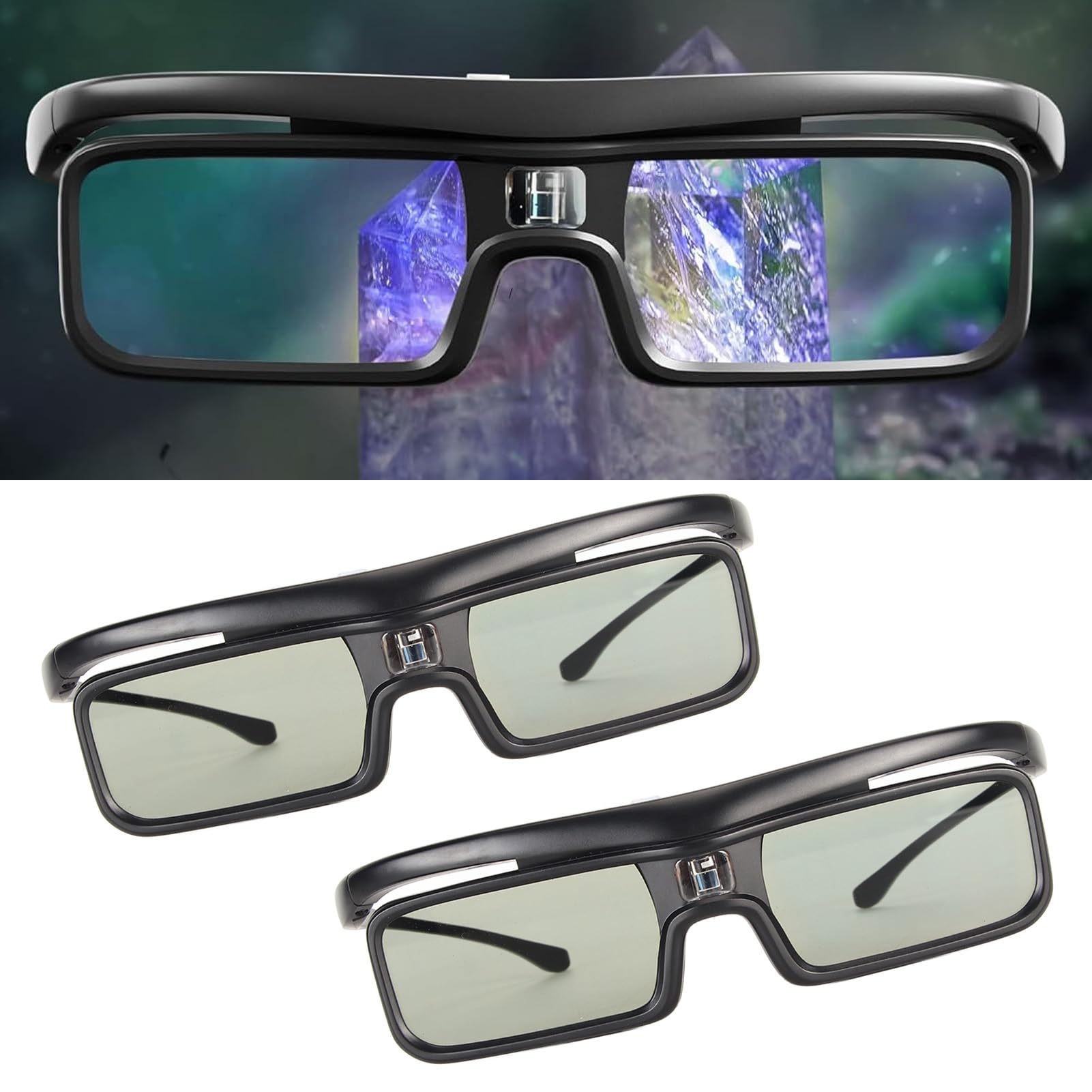DLP Link Occhiali 3D con Otturatore Attivo Ricaricabile e Alta Trasmittanza per Proiettori 3D LTV-2500 3000 Pro 3500 Pro 2 Pezzi Ergonomici per Film su Grande Schermo