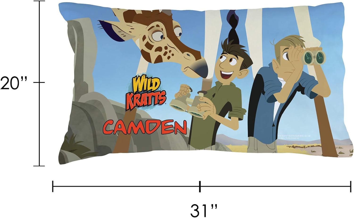 Personalized Wild Kratts Pillowcase, Safari on Multicolor Cover, Official Licensed Product, 20x31, STD/Queen