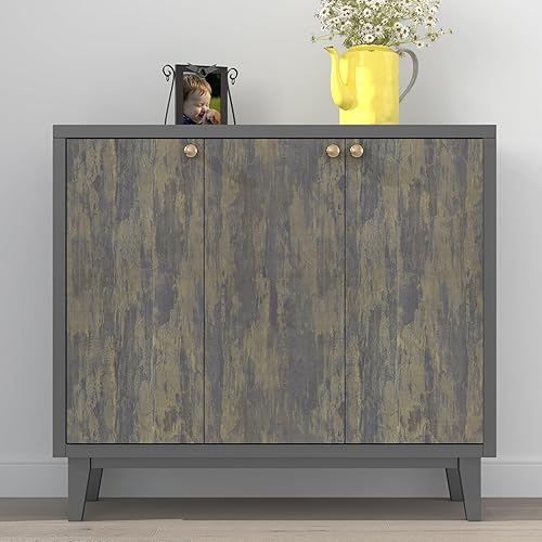 Miniatura 3 de Decotalk Papel tapiz de 30 x 120 pulgadas, color gris dorado, metálico, para paredes, extraíble, autoadhesivo, papel adhesivo gris para gabinetes,