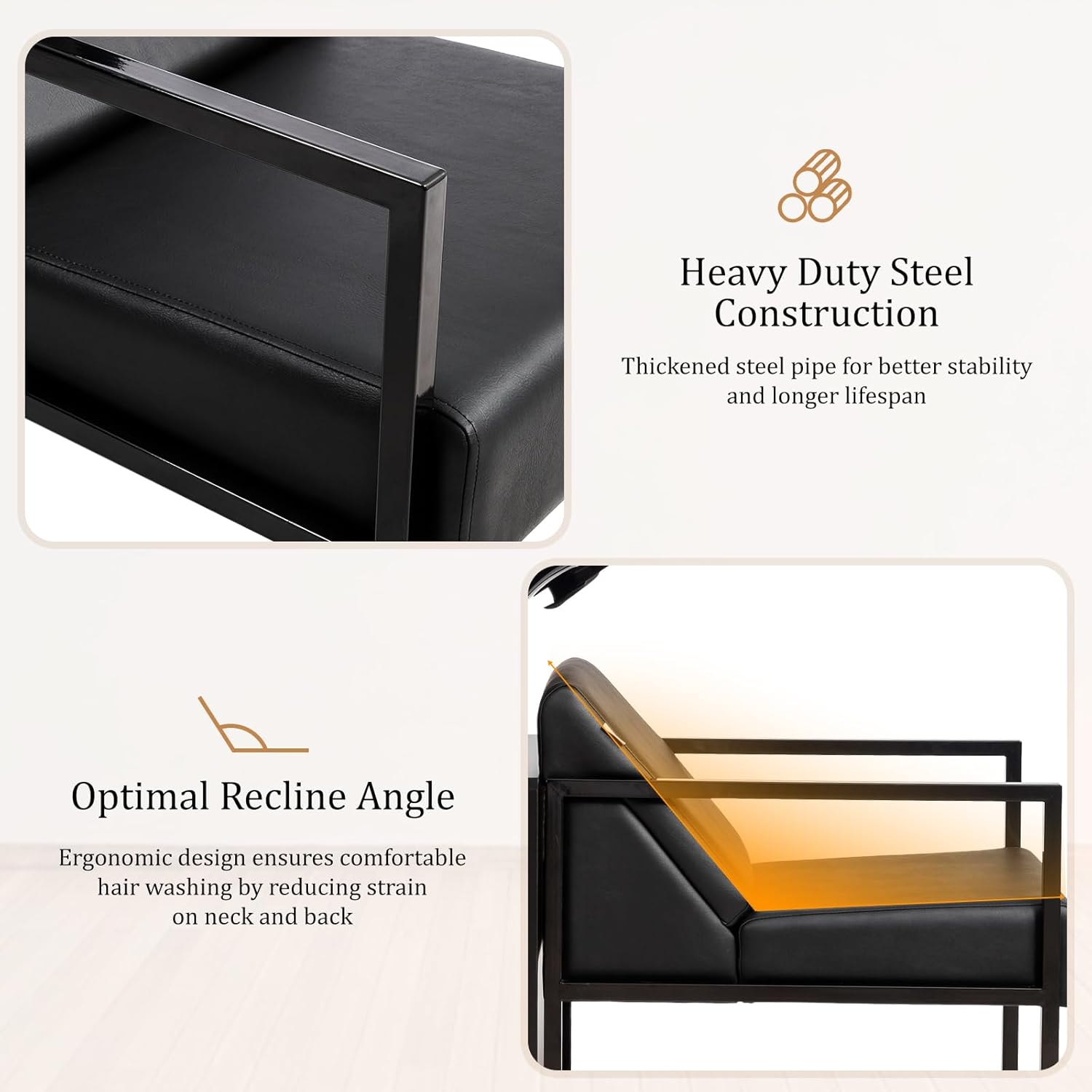 OmySalon Salon Shampoo Bowl and Chair, Hair Washing Station w/Tilting Sink & Storage Cabinet, Backwash Barber Chair for Barbershop Beauty Spa Massage Hairdressing