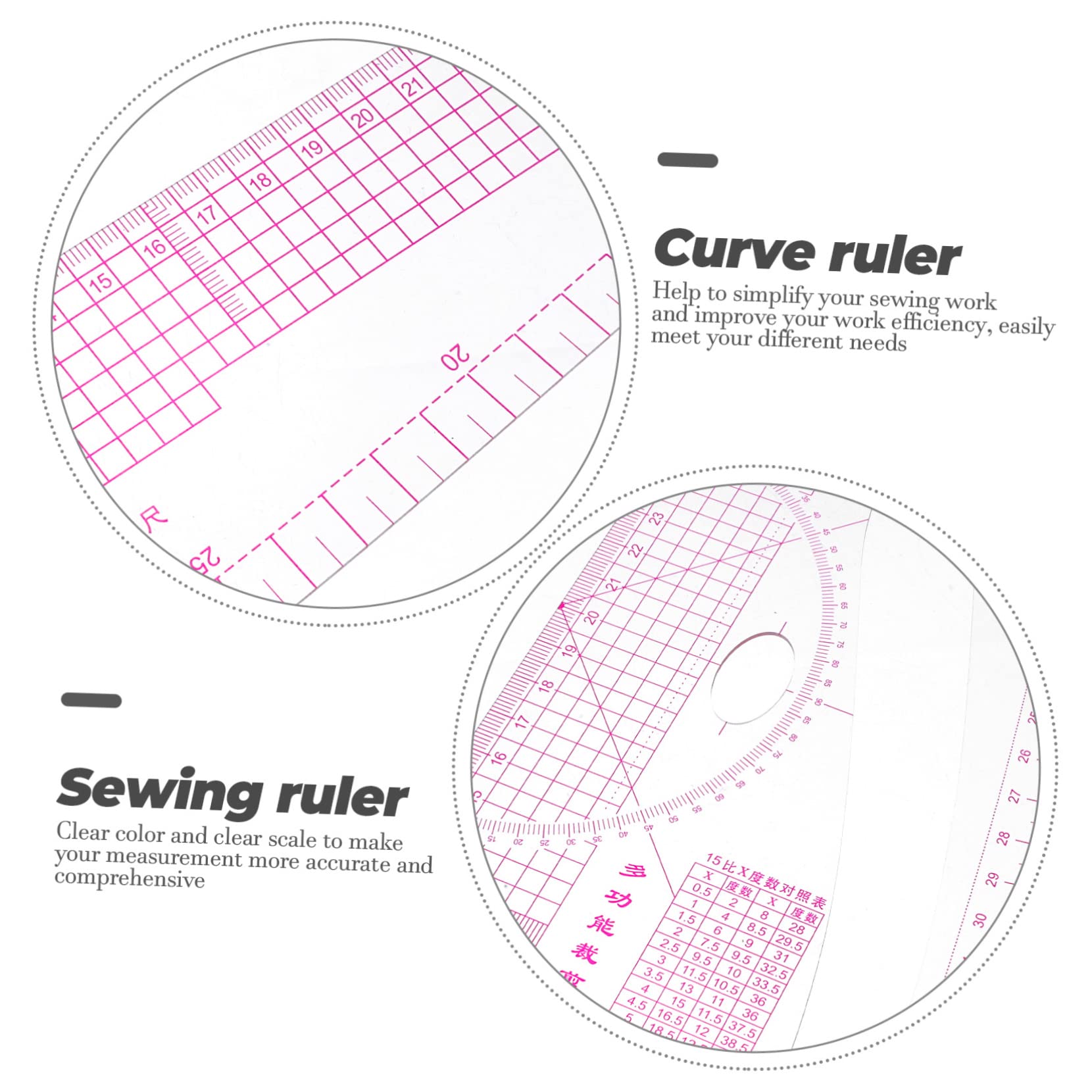 Set di Righelli da Sartoria in Pvc, Curva Francese e Scala Chiara, per Imposition e Disegno, Misura Precisa per Principianti e Professionisti
