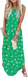Summer Dresses for Women 2025 Beach Vacation Dress Boho Floral Sundresses Ladies Tropical Pockets Maxi Dress - Buy now