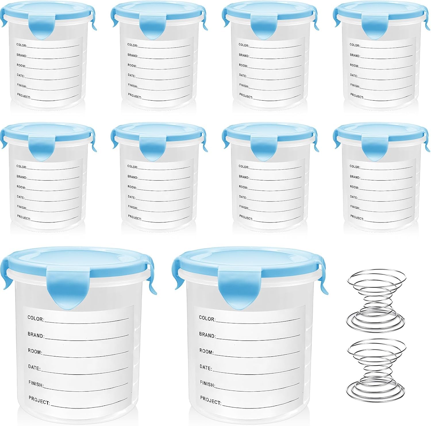 8 Sets Plastic Paint Containers with Lids, Touch up Paint Container with Stainless Steel Mixing Ball, Airtight Storage Cups for Repainting Leftover Paints - 800 ml