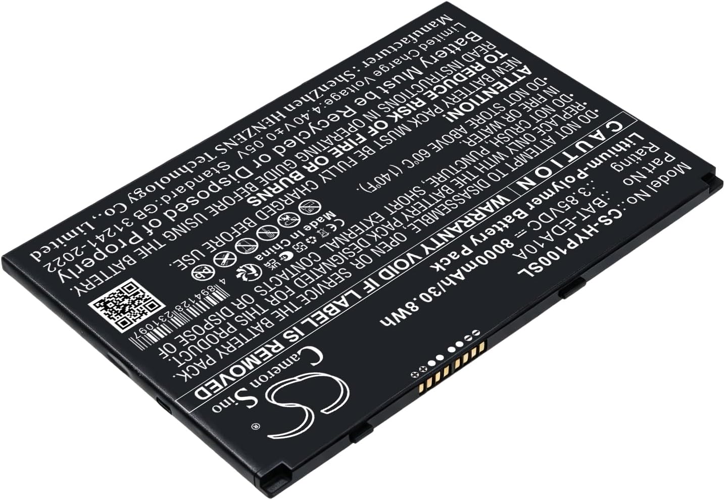 Battery for Honeywell EDA10A Tablet,ScanPal EDA10A PN:Honeywell 3012-0418-001,BAT-EDA101A 8000mAh