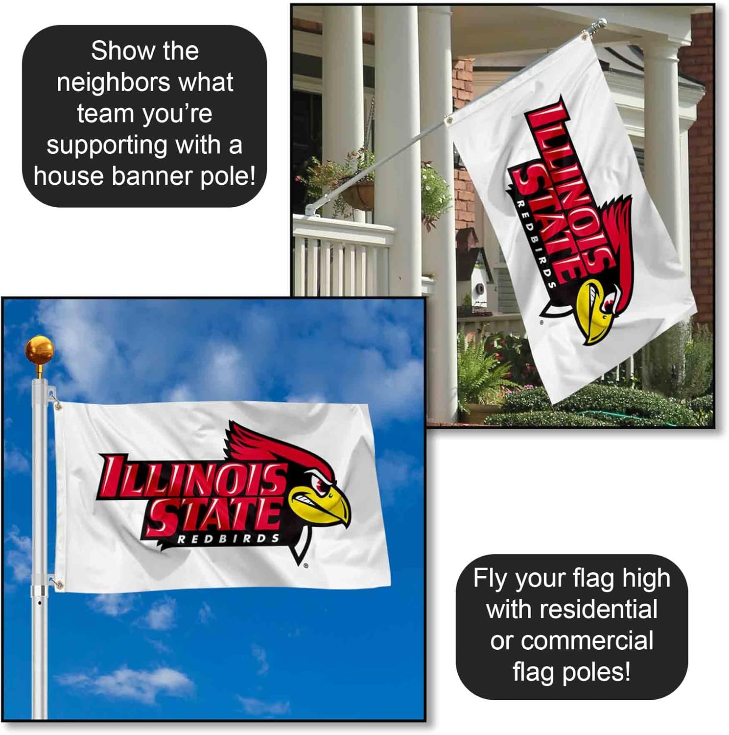 Illinois State Redbirds ISU University Large College Flag - Image 3