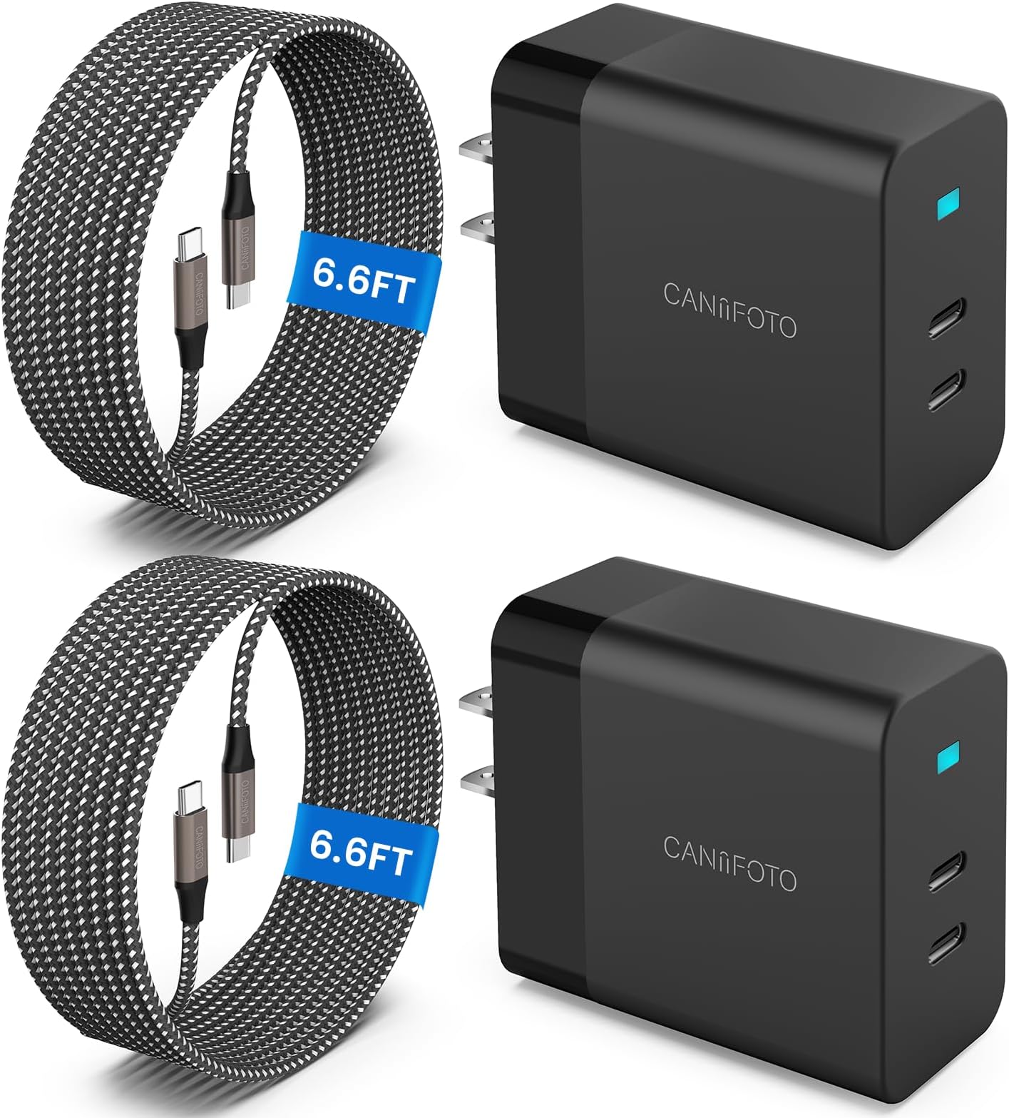 2Port 45W Super Fast Charger Type C, 2Pack 45W USB-C Charger Android Phone Charger Fast Charging for Samsung Galaxy S26 Ultra/S26+/S25/S24 Ultra/S23+/S22/S20/Note10+/Tab S9 with 2X 6.6ft Type C Cord