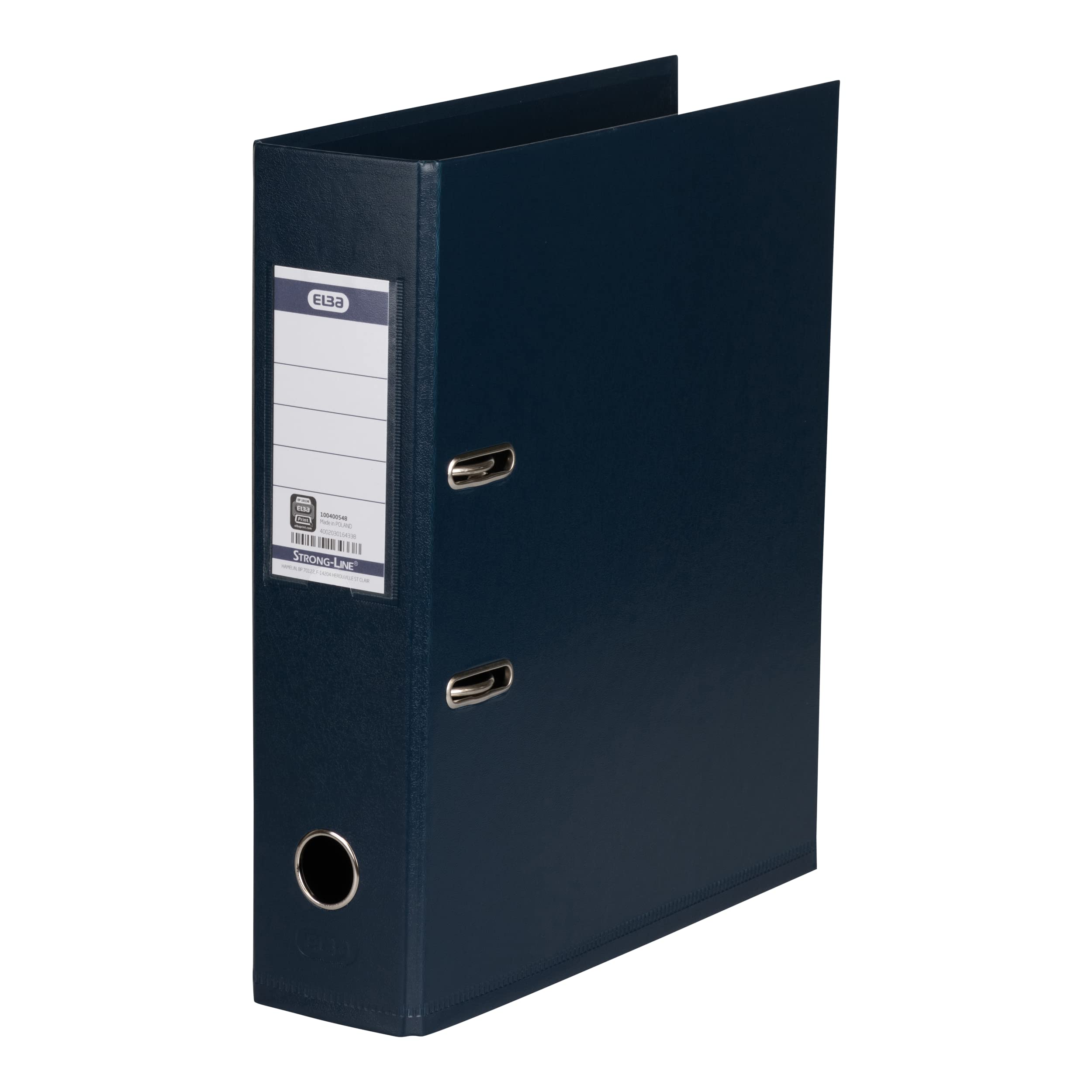 Elba 100400548 raccoglitore ad anelli STRONG-Line DIN A4 Doppia Protezione Angoli, 8 cm larghezza blu scuro, 10 Pezzi