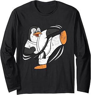 Jiu Jitsu Penguin Brazilian BJJ Martial Arts Animal Kids Long Sleeve T-Shirt
