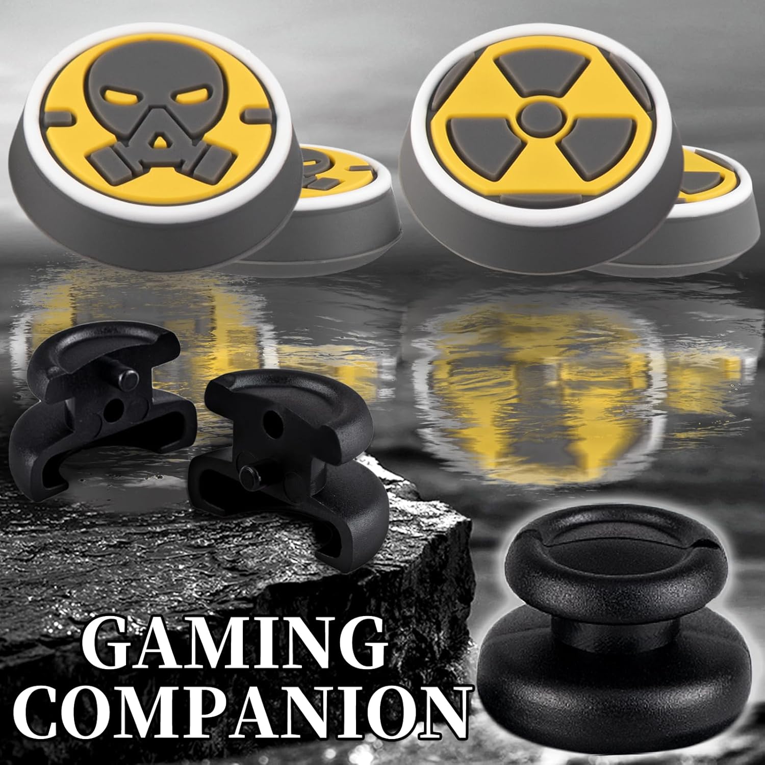 PlayRealm NO Falling Off Thumbstick Extender x 2 & Thumb Grip x 4 for PS5 & PS4 Controller (Fallout)