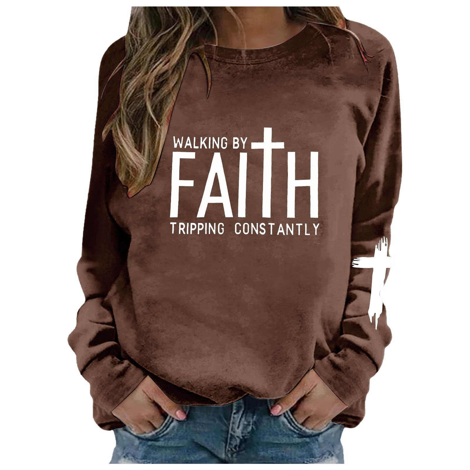 Sudadera con Cuello Redondo y Estampado de Letras, Manga Larga, Informal, Suave, cómoda, Holgada, básica