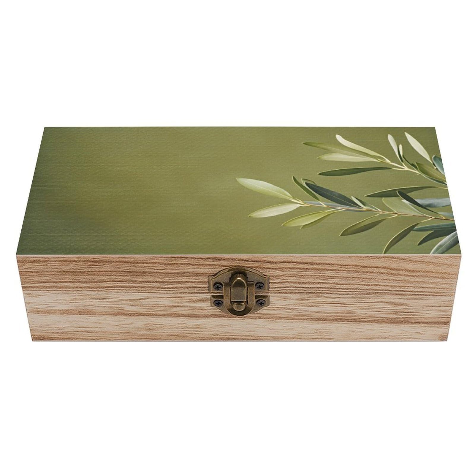HLBSDM Branch Green Vintage Wooden Keepsake Box with Hinged Lid And Locking Clasp, Decorative Storage Box for Jewelry, Trinkets And Small Accessories, Organizer for Home Or Wedding