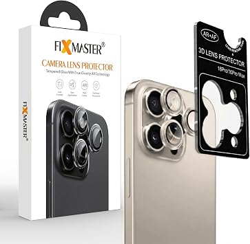 Fixmaster iphone 16 Pro - 16 Pro Max Uyumlu Kamera Lens Koruyucu, Nat rel Titanyum Orijinal Rengiyle Kusursuz Uyum, Darbe Emici, 9H Temperli Cam, Kolay Kurulum, Anti-Reflection Kaplama, Metal  er eve
