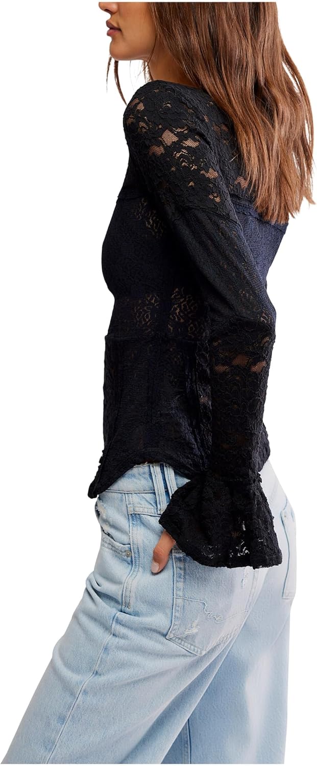 Free People Womens Lace Layering Long Sleeve - Image 2