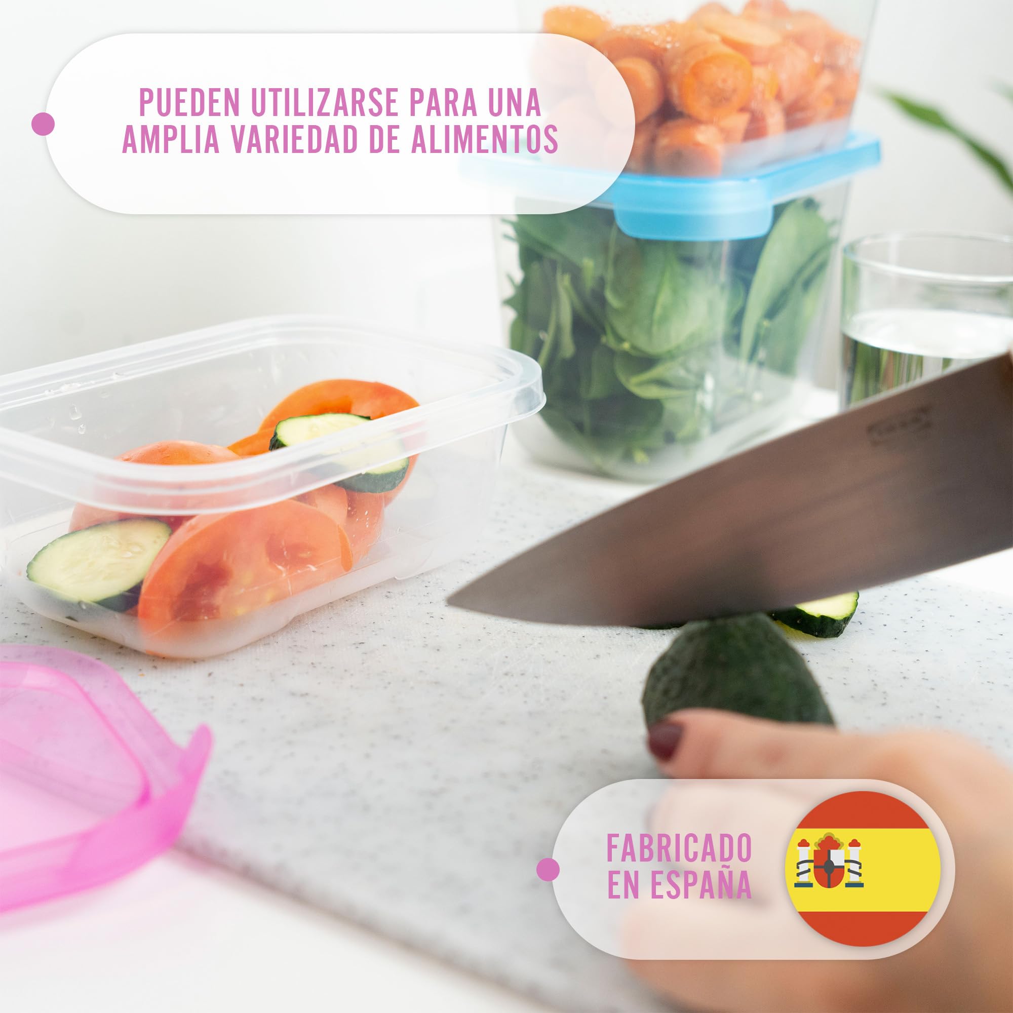 Contenitori Ermetici Per Alimenti Rosa 6 Pezzi Da 1000 Ml - BPA Free Per Microonde E Lavastoviglie