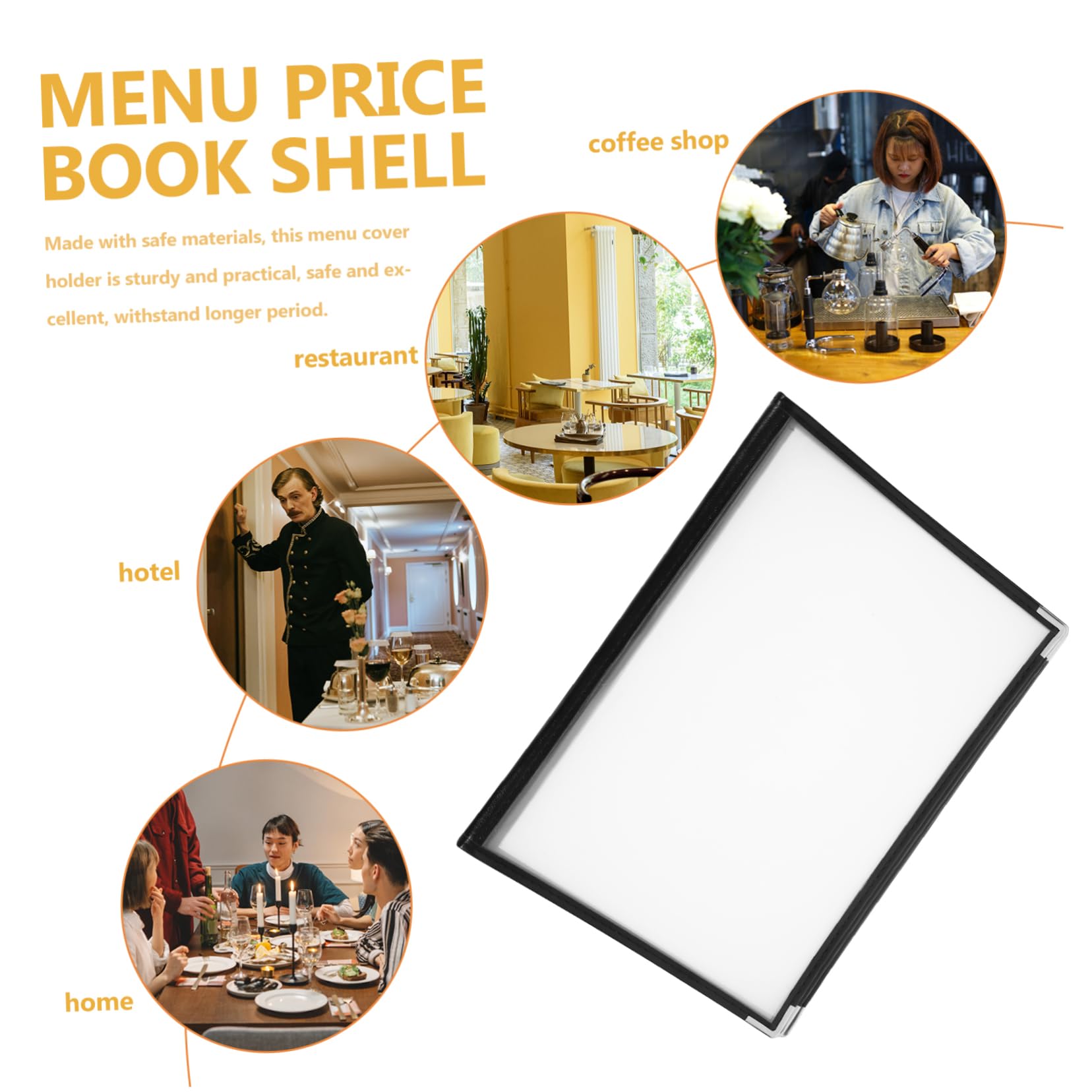 HOMOCONO Sturdy and Safe Menu Holder for Restaurant Menu Cover Holder Hotel Cover Book