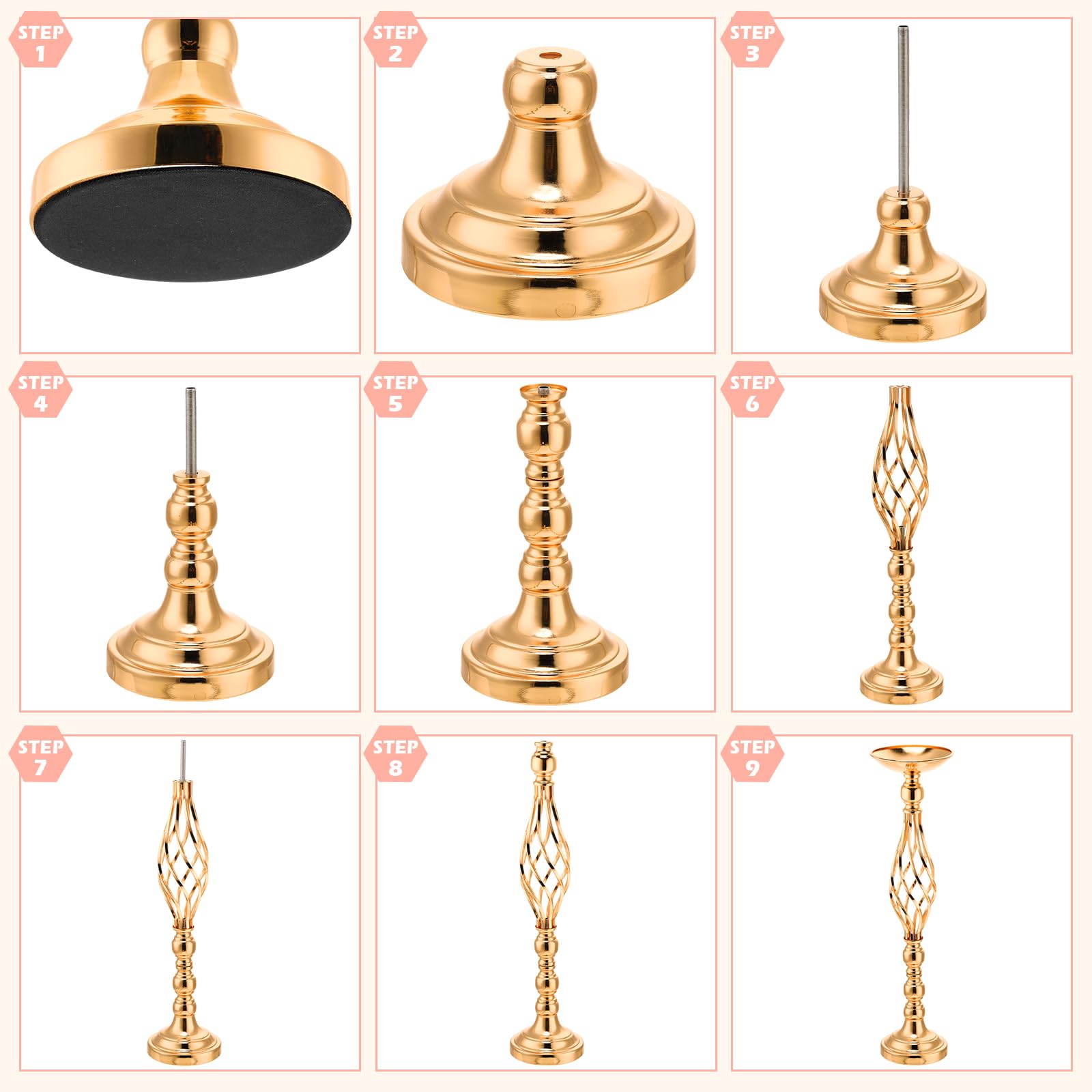 Rtteri 10 pezzi grandi centrotavola per matrimoni, decorazioni da tavolo, in metallo, per composizioni floreali, eleganti vasi per fiori, portacandele per matrimoni, ricevimenti, feste, eventi, hotel