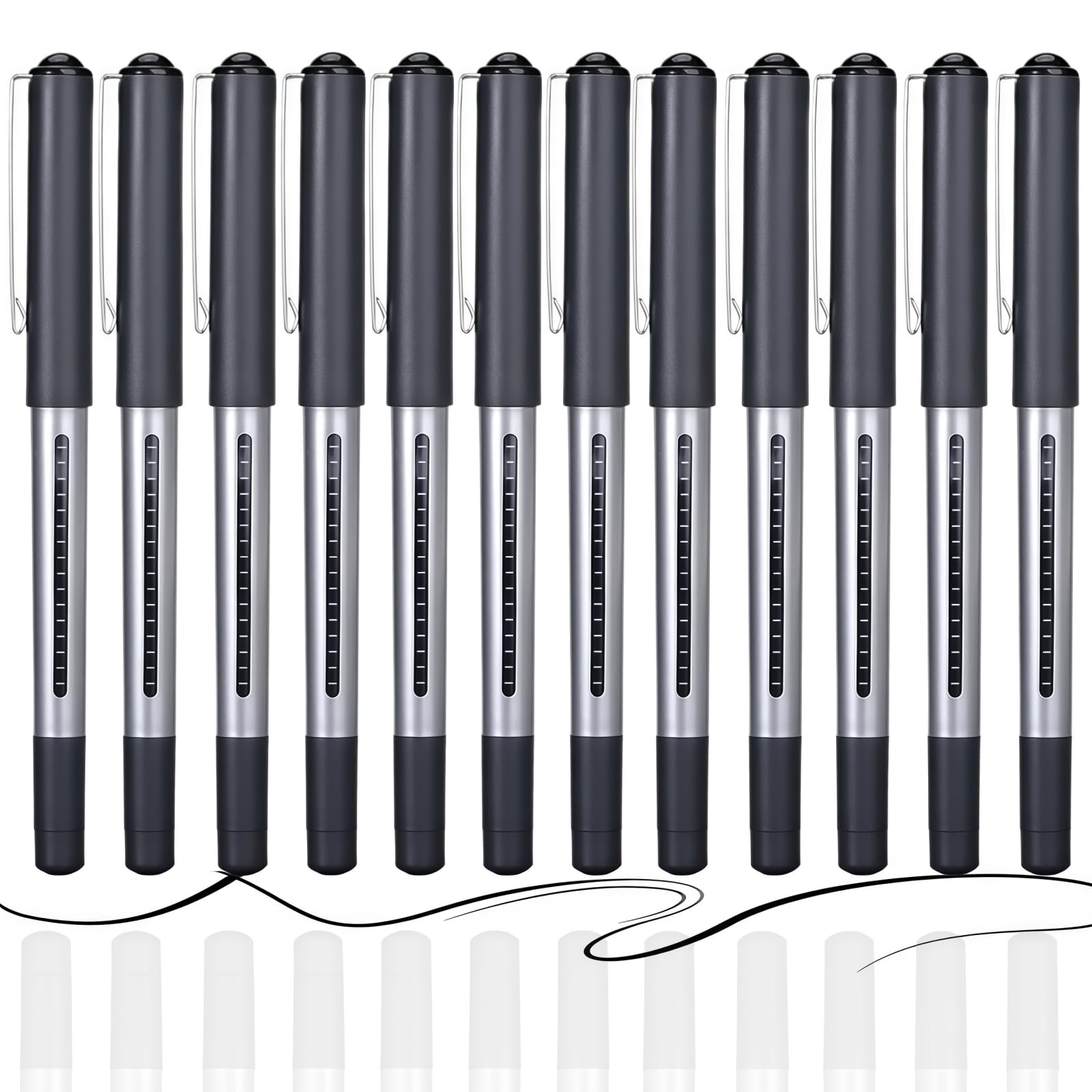 12PCS Black Gel Pens,0.5mm Fine Point Roll/erball Pens,Quick-Drying Black In/k Gel Pens for Smooth Writing,Gel In/k Roll/rerball Pens,Ideal for Office Use,Wide Application,Portable Design,Long Lasting