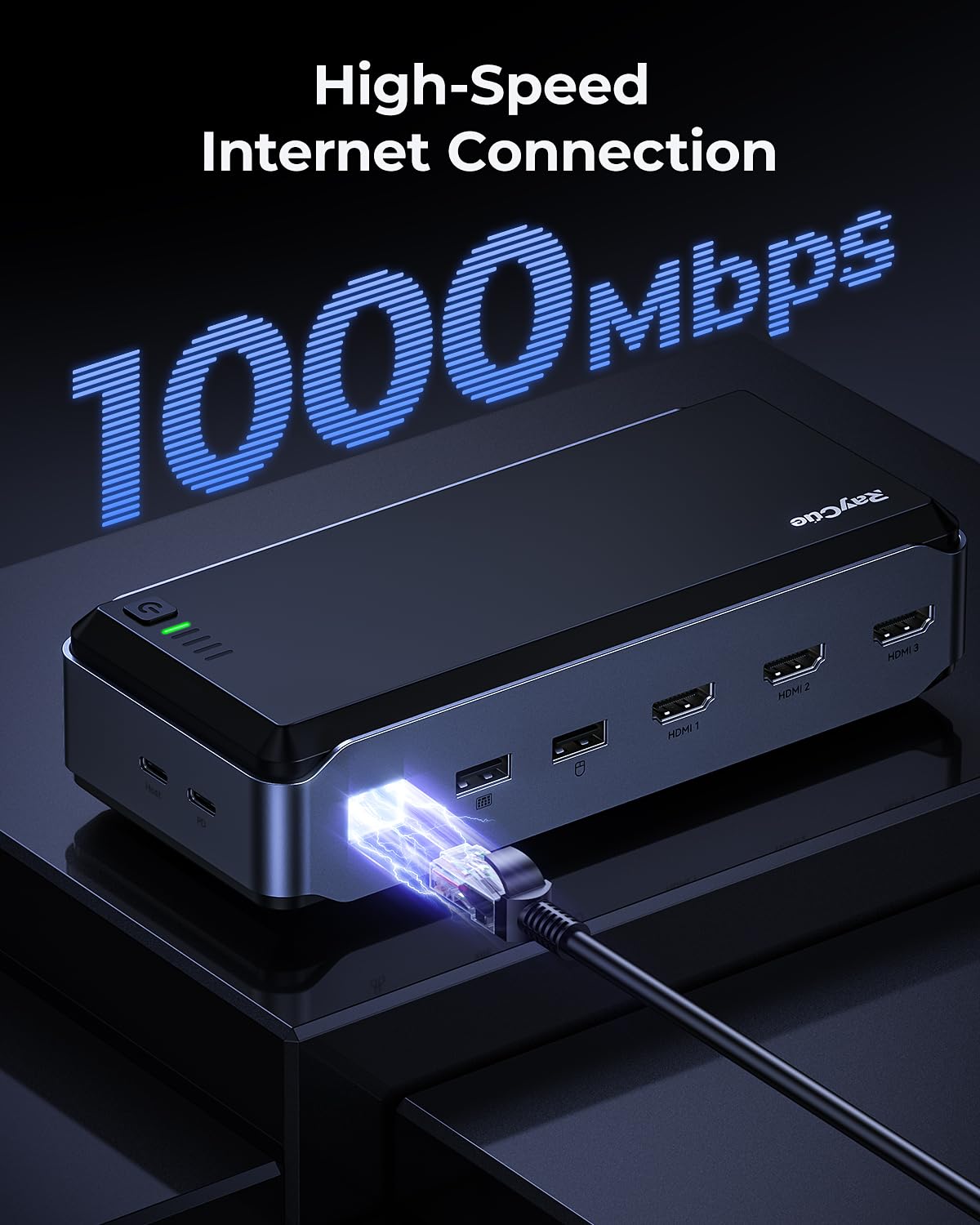 RayCue - Estación de acoplamiento USB C, triple monitor, estación de acoplamiento 15 en 1 para MacBook Pro, M1/M2, Mac, Windows, estación de acoplamiento para laptop, doble monitor con HDMI*3, RJ45,