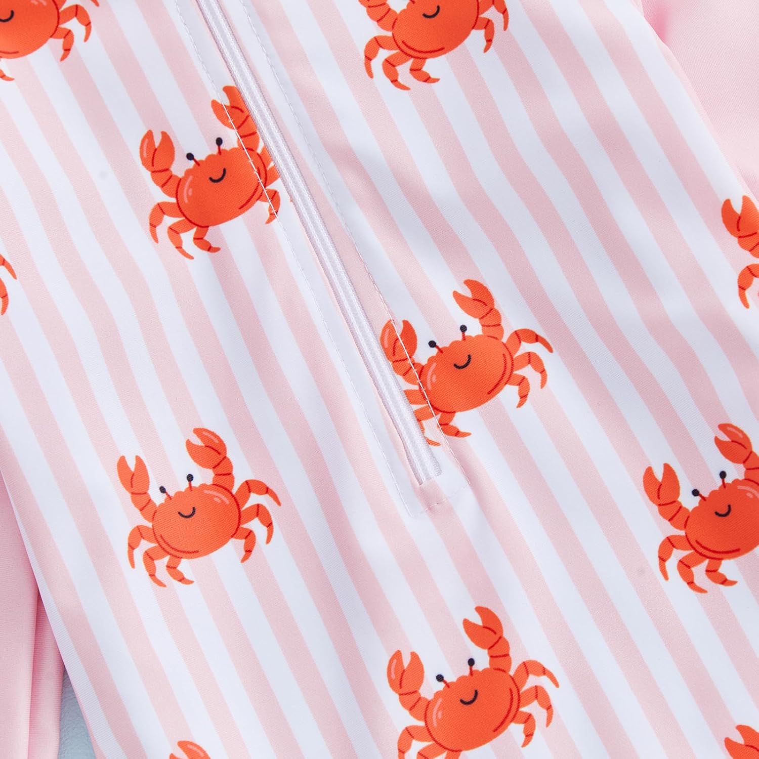 Fernvia Toddler Baby Girl Swimsuit Long Sleeve One Piece Rash Guard Ruffle Zipper Swimwear with Hat - Image 4