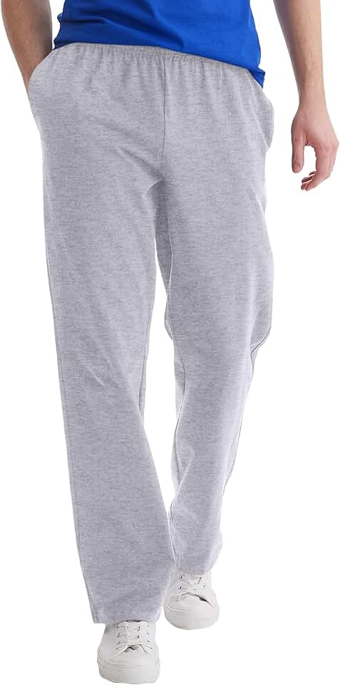 Hanes Men's Essentials Jersey Sweatpants, Cotton Lounge Pants with Pockets for Men GreenCircle Certified: Certified Environmental Facts Label