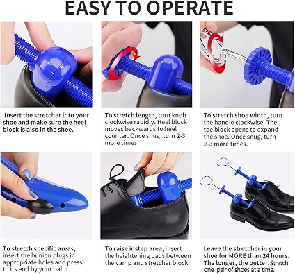 Shoe Stretcher, Plastic Pair of 4-way Adjustable Shoe Expander Shoe Tree Widener for Wide Feet Bunions