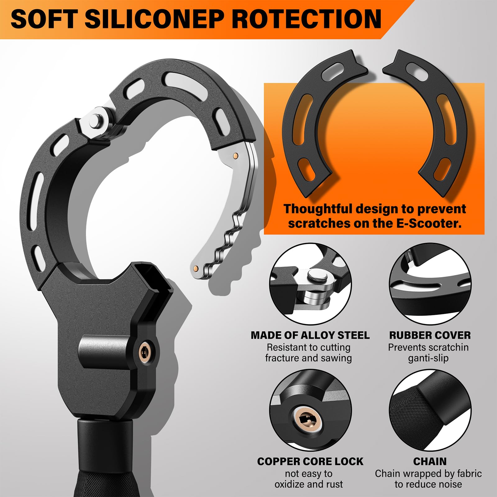 E Scooter Schloss mit Tasche - maximale Sicherheit mit schloss für e scooter,8mm handschellenschloss,90cm e-scooter schloss,Hochfeste Legierungen e roller schloss,für Scooter,Roller