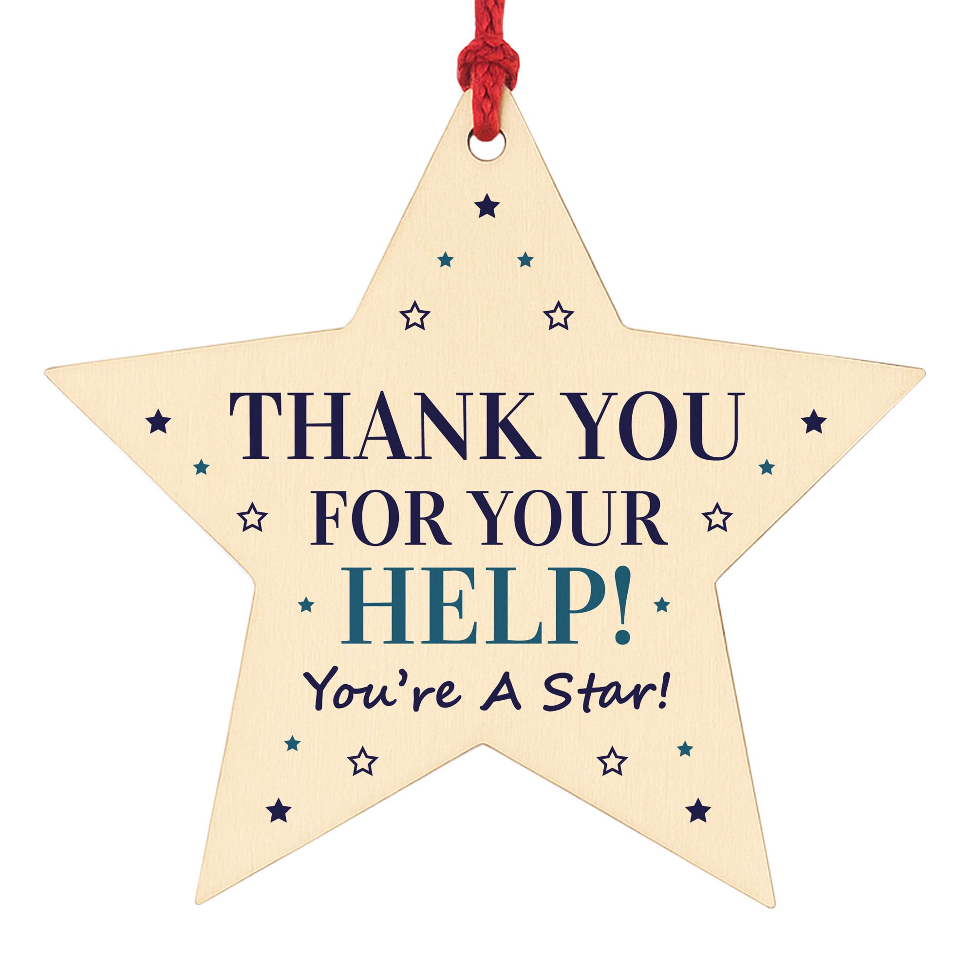 Thank You For Your Help Gift Hanging Wooden Star Volunteer Friend Teacher Gift