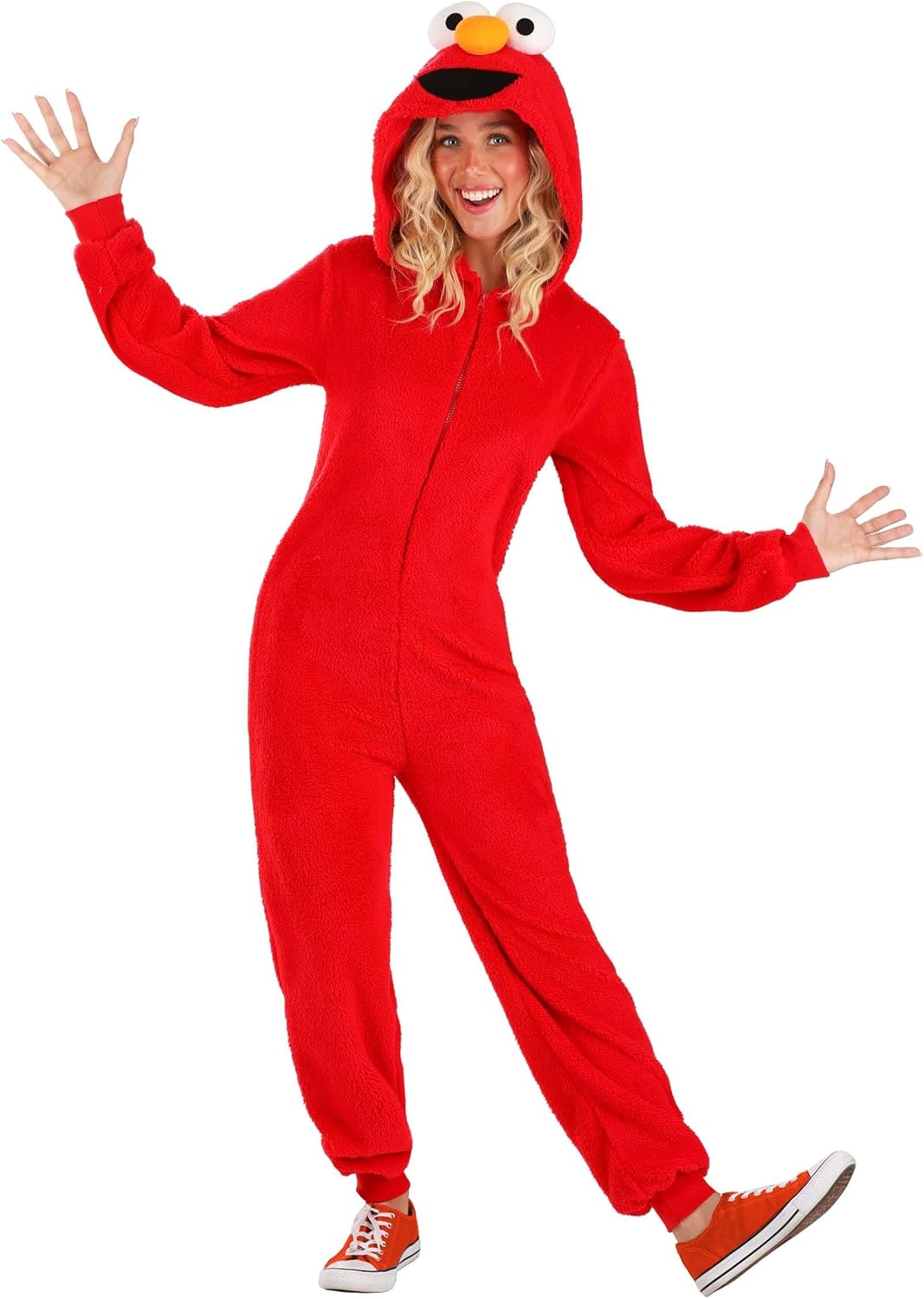 Sesame Street Elmo Costume for Adults - Men's & Women's Sesame Street Elmo Hooded Jumpsuit - Officially Licensed