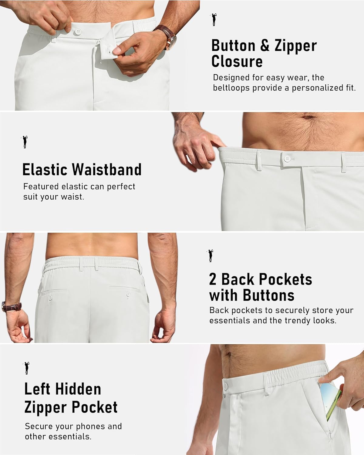 Mens Golf Shorts 7" Stretch Casual Dress Shorts Lightweight Hiking Shorts Quick Dry Athletic Shorts with 5 Pockets - Image 4