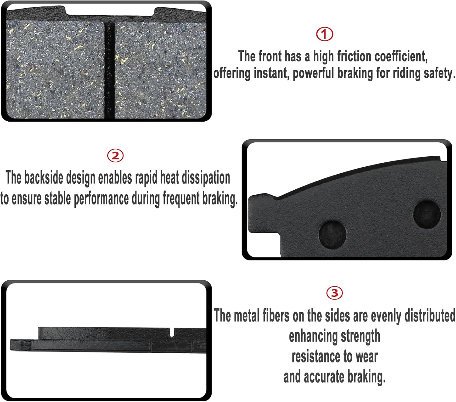 Front and Rear Brake Pads for Polaris Ranger 1500 XD, Ranger Crew XD 1500 2024-2025