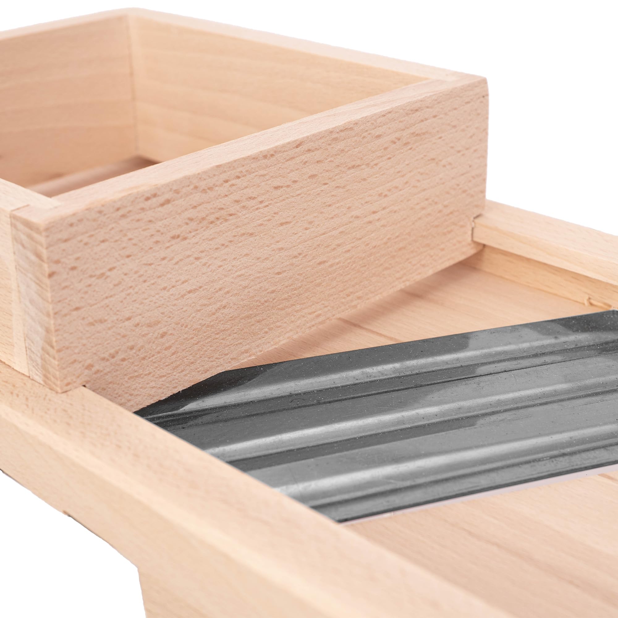 KADAX Cortador de repollo y verduras de madera de 56 x 19 cm, 3 cuchillas de acero inoxidable, corte rápido y uniforme, para crudos, encurtidos y ensaladas